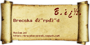 Brecska Árpád névjegykártya